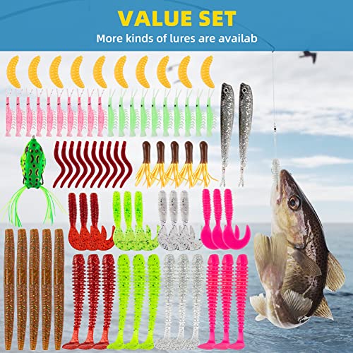 GOANDO Fishing Lures Fishing Gear Tackle Box Fishing Attractants for Bass Trout Salmon Fishing Accessories Including Spoon Lures Soft Plastic Worms Crankbait Jigs Fishing Hooks