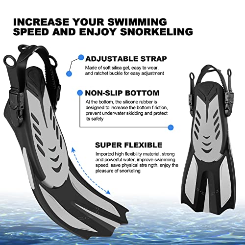 Odoland Snorkeling Packages for Adults & Youth, Full Face Snorkel Mask with Camera Mount, Adjustable Swim Fins, Mesh Bag, Anti-Fog Anti-Leak Scuba Diving Gear for Men & Women