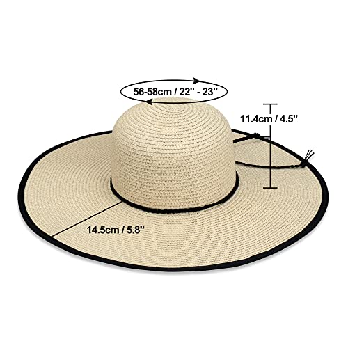 Naivlizer Women Wide Brim Sun Hat UPF50 Straw Summer Hat Floppy Beach Hat Roll-Up