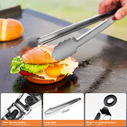 Griddle Accessories, 15 Pcs Flat Top Grill Accessories for Blackstone BBQ Accessories for Outdoor Hibachi Grilling Barbecue Utensil Valentine's Day Gifts for Men with Spatula Set and Burger Press