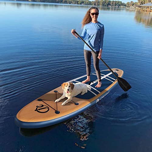 Inflatable Stand Up Paddle Board (6 Inches Thick), ISUP Package W/Premium SUP Accessories & Backpack, Non-Slip Deck,Fins, Adjustable Paddle, Leash, Hand Pump,Standing Boat for Youth & Adult