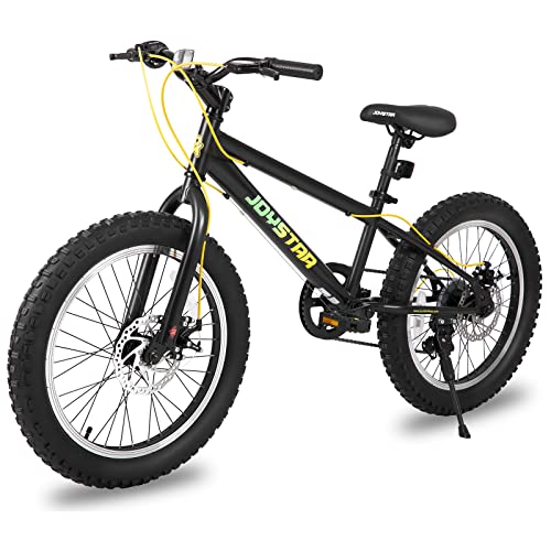 JOYSTAR 20 Inch Mountain Bike for Kids Ages 7-12 Year Old, 3-Inch Wide Knobby Tires, 7 Speed Shimano Drivetrain, Disc Brakes, Fat Tire Kids Bicycles for Boys Girls