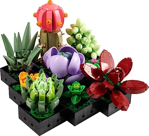 LEGO Icons Succulents Artificial Plant Set for Adults, Home Decor, Birthday, Creative Housewarming Gifts, Botanical Collection, Flower Bouquet Kit, 10309