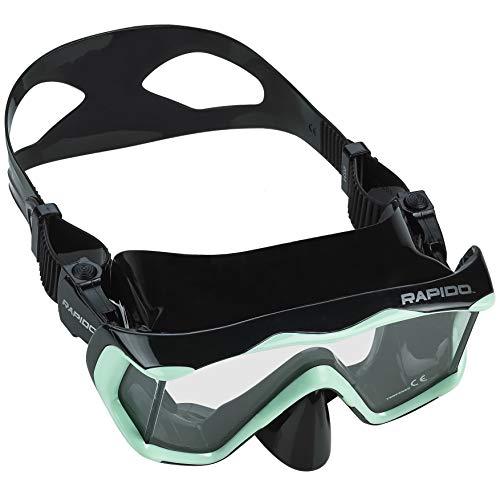 Phantom Aquatics Rapido Boutique Collection Clareza Three Window Tempered Glass Lens Mask Fin Snorkel Set with Snorkeling Gear Carry Bag