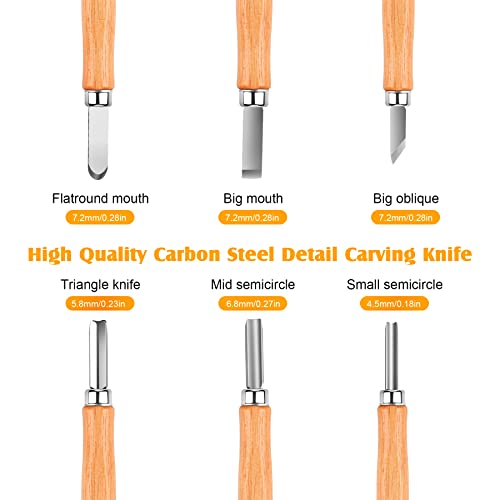 26-in-1 Wood Carving Kit with Detail Wood Carving Knife, Whittling Knife, Wood Chisel Knife, Gloves, Carving Knife Sharpener for Spoon, Bowl, Kuksa Cup (Carving Knife Kits)