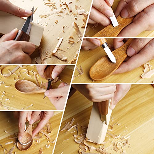 26-in-1 Wood Carving Kit with Detail Wood Carving Knife, Whittling Knife, Wood Chisel Knife, Gloves, Carving Knife Sharpener for Spoon, Bowl, Kuksa Cup (Carving Knife Kits)