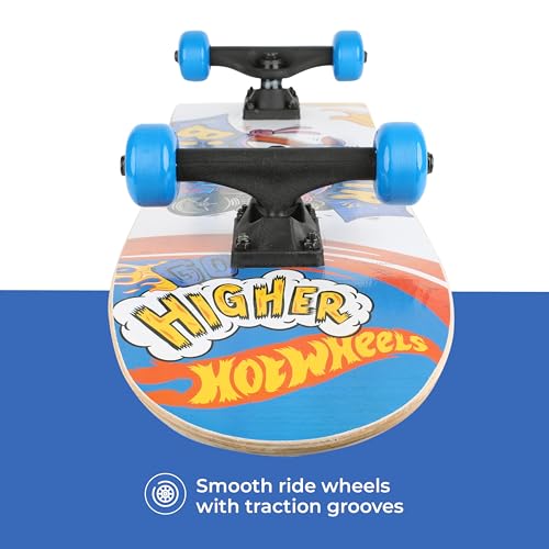 Hot Wheels 31 inch Skateboard, 9-ply Maple Desk Skate Board for Cruising, Carving, Tricks and Downhill