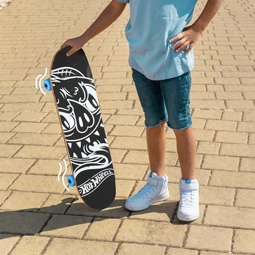 Hot Wheels 31 inch Skateboard, 9-ply Maple Desk Skate Board for Cruising, Carving, Tricks and Downhill