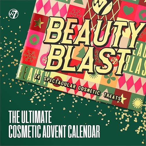 W7 Beauty Blast Advent Calendar 2024-24 Individually Boxed, Makeup & Cosmetic Surprises For Christmas - Cruelty Free, Holiday Gifting