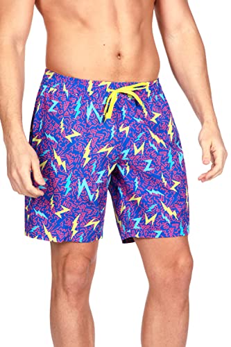 Tipsy Elves Men's Swim Trunks 7'' Inseam 4 Way Stretch Fabric Compression & Mesh Liner Swim Trunks for Men Bathing Suit