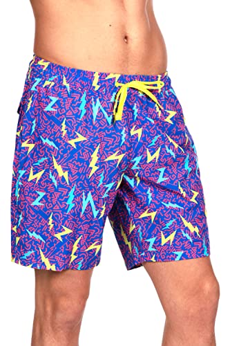 Tipsy Elves Men's Swim Trunks 7'' Inseam 4 Way Stretch Fabric Compression & Mesh Liner Swim Trunks for Men Bathing Suit