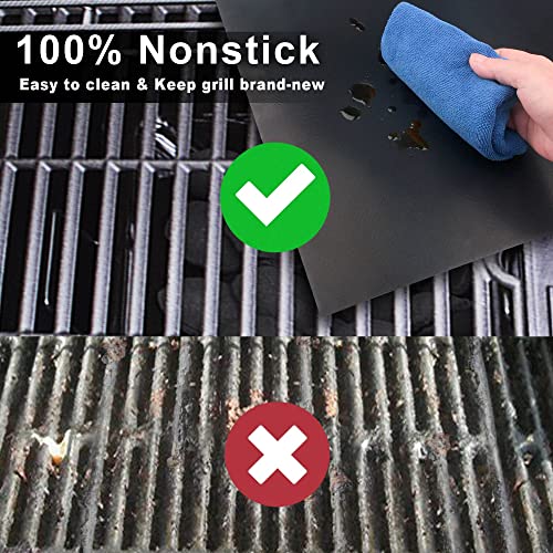 GRILLART BBQ Grill Mats for Outdoor Grill - Nonstick 600 Degree Heavy Duty Grilling Mat (Set of 2) - Reusable BBQ Grill Accessories Sheets -Works on Electric Grill Gas Charcoal BBQ - Gifts for Men Dad