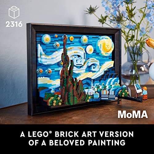 LEGO Ideas Vincent Van Gogh The Starry Night, Unique 3D Wall Art for Home Décor or Table Display with Artist Minifigure, Creative Building Crafts Set for Adults, 21333