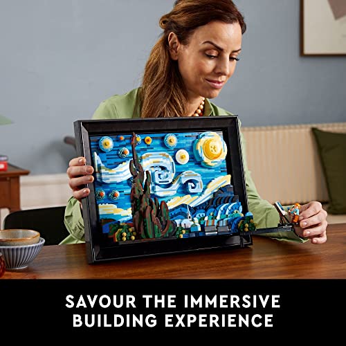 LEGO Ideas Vincent Van Gogh The Starry Night, Unique 3D Wall Art for Home Décor or Table Display with Artist Minifigure, Creative Building Crafts Set for Adults, 21333