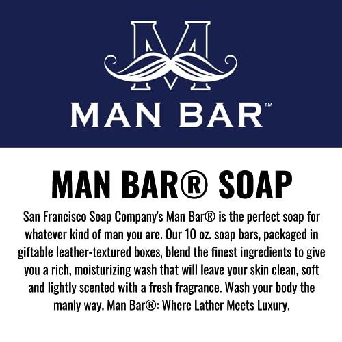 San Francisco Soap Company Man Bar 3-Piece Gift Set featuring all new scents: Coastal Driftwood, Peppered Patchouli, and Spiced Tobacco - GREAT GIFT - No Harmful Chemicals - Good for All Skin Types