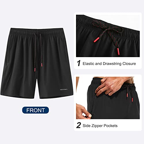 HODOSPORTS Mens Swimsuit Trunks 7" Quick-Dry Swim Shorts with Compression Liner and Zipper Pockets