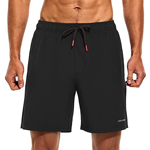 HODOSPORTS Mens Swimsuit Trunks 7" Quick-Dry Swim Shorts with Compression Liner and Zipper Pockets