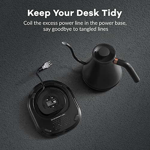 Mecity Electric Kettle Gooseneck Pour Over Kettle ±1℉ Temperature Control Quick Heating Water Boiler for Coffee & Tea & Formula Auto Shut Off Tea Kettle 1200 Watt, 0.8L, Matt Black, Barista Edition