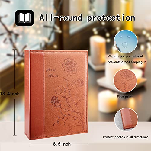 Artmag Photo Album 4x6 300 Photos, Extra Large Capacity Leather Cover Wedding Family Photo Albums Holds 300 Horizontal 4x6 Photos(Brown)