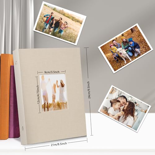 Artmag Fabric Photo Album 4x6 300 Large Capacity for Family Wedding Anniversary Linen Album Holds 300 Horizontal Photos (300 Pockets, Beige)