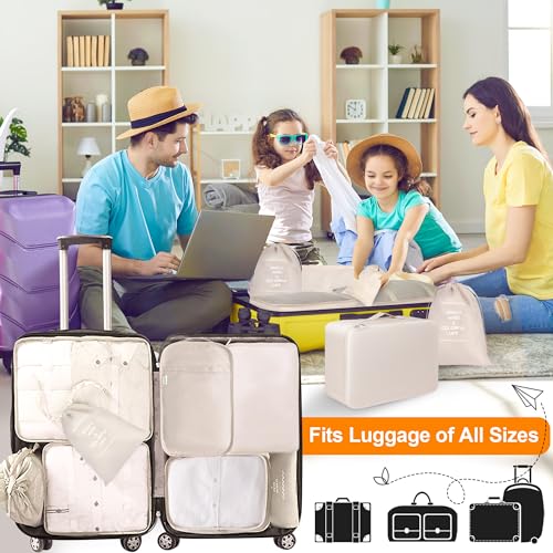 8 Set Packing Cubes for Suitcases, kingdalux Travel Luggage Packing Organizers with Laundry Bag, Compression Storage Shoe Bag, Clothing Underwear Bag, for Man & Women