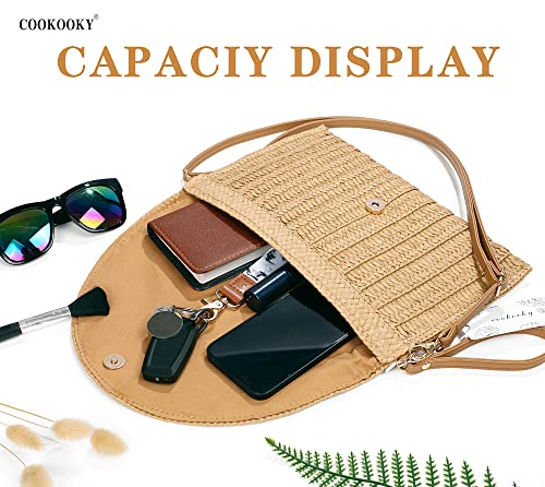 COOKOOKY Straw Clutch Handbag Summer Beach Straw Purse for Women woven Envelope Bag