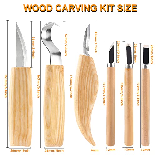 Wood Whittling Kit 6PCS Professional and High Performance Stainless Steel Tools Set  for Beginner Carving for Adults and Kids Beginners Wood Carving Kit Set