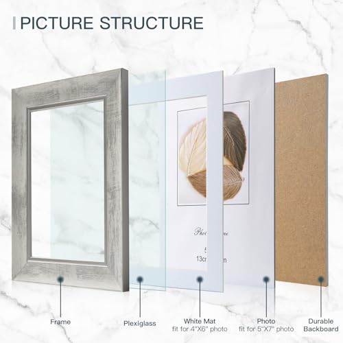 XUANLUO 5x7 Picture Frames Set of 4 Rustic Retro Photo Frame with Plexiglass Wall Mount and Tabletop Display Family Friends Wedding Gift