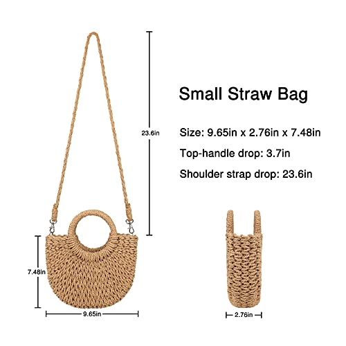 Womens Straw Beach Bag Woven Crossbody Shoulder Bags Top Handle Satchel Handbag Purse for Summer