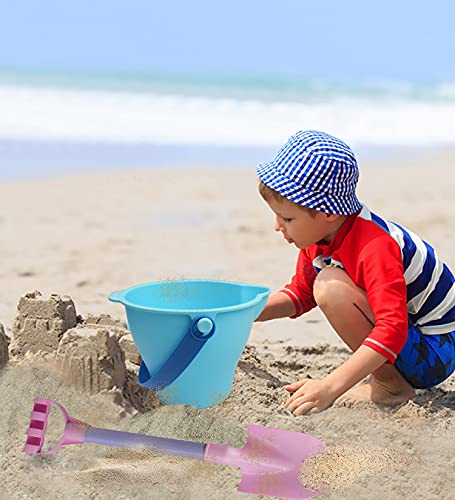 IOKUKI Long Shovels Sand Toys Set with Mesh Bag Including Dump Truck, Beach Buckets, Shovels, Rakes, Molds, Outdoor Beach Toys Tool Kit for Kids, Toddlers, Boys and Girls (15 PCS) Age 3+