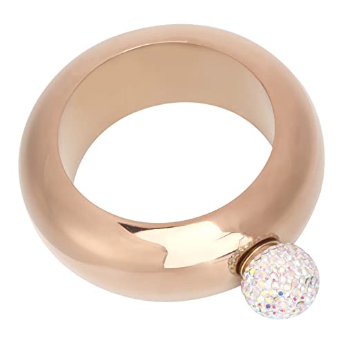 Bracelet Flask Hip, 3.5oz Stainless Steel Bracelet Shape Hollow Round Hip Flask with Crystal Lid Portable Dance Birthday Party Flask Women Girls Men(Bright rose gold)