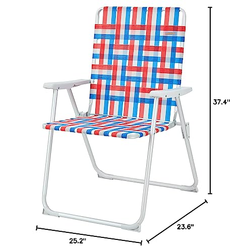 #WEJOY Folding Webbed Lawn Beach Chair - Oversized 17-in High Beach Chair for Adults Heavy Duty,Aluminum High Seat Camping Chair for Outdoor Garden Park Backyard