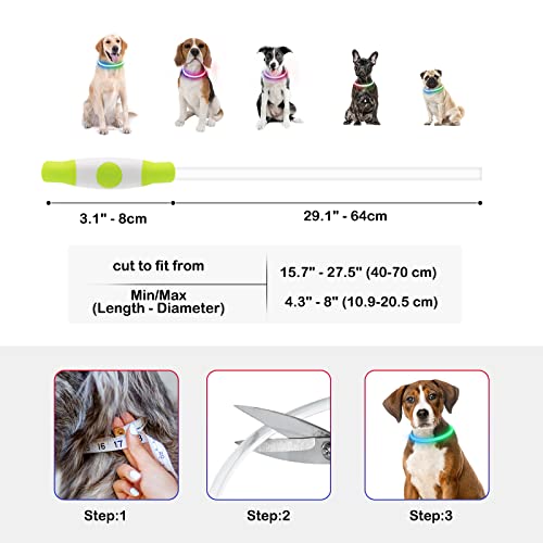 Light Up Dog Collars, Multi-Color USB Rechargeable Dlitk LED Dog Collar 1 Count, TPU Cuttable Size Glow Collar for Dogs, Dog Collar Light, Please Do Not Use Fast Charging (Green+Blue)