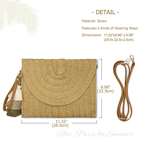 Straw Clutch Purse Women Crossbody Bag Summer Beach Shoulder Bags Envelope Wallet Handbags