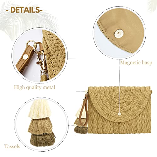 Straw Clutch Purse Women Crossbody Bag Summer Beach Shoulder Bags Envelope Wallet Handbags