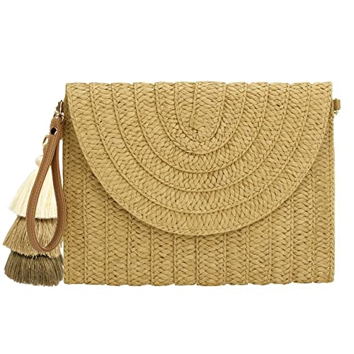 Straw Clutch Purse Women Crossbody Bag Summer Beach Shoulder Bags Envelope Wallet Handbags