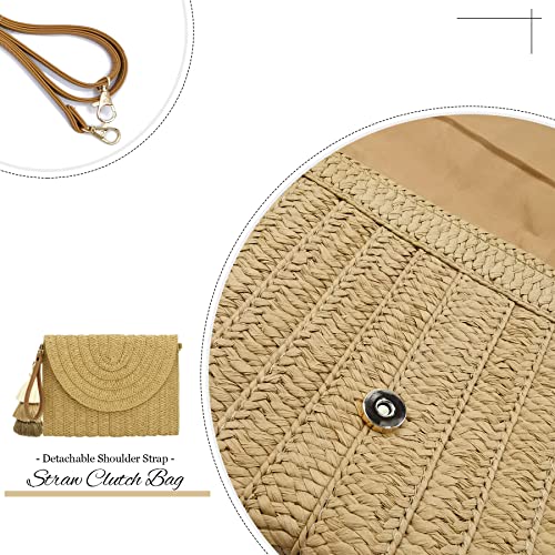 Straw Clutch Purse Women Crossbody Bag Summer Beach Shoulder Bags Envelope Wallet Handbags