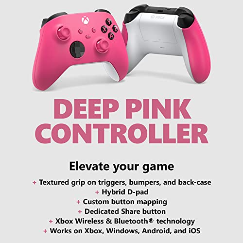 Xbox Core Wireless Gaming Controller – Deep Pink – Xbox Series X|S, Xbox One, Windows PC, Android, and iOS