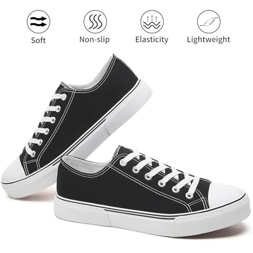 yageyan Men Canvas Low top Shoes Classic Casual Sneakers Black and White Fashion Shoes