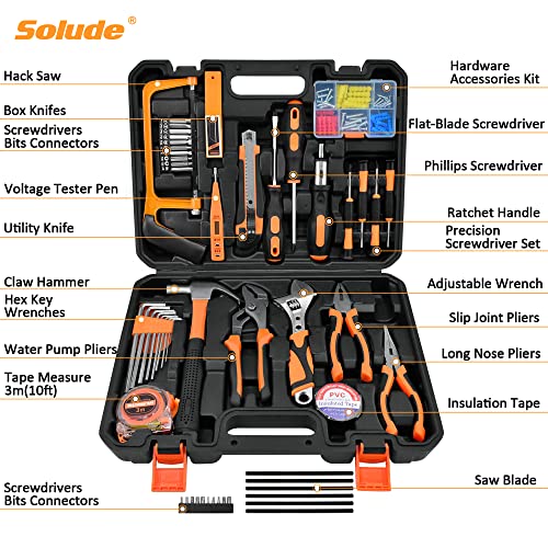 SOLUDE Tool Set,148-Piece Home Repair Tool Kit for Men Women College Students,Household Basic Hand Tool Sets with Case for Home Maintenance & DIY Projects