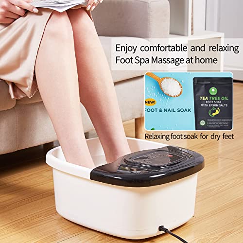 RIGHTMELL Foot Spa Bath Massager with Heat, Epsom Salt,Bubbles, Vibration and Red Light,8 Massage Roller Pedicure Tub for Stress Relief,Foot Soaker Acupressure Points&Temperature Control