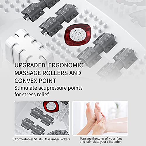 RIGHTMELL Foot Spa Bath Massager with Heat, Epsom Salt,Bubbles, Vibration and Red Light,8 Massage Roller Pedicure Tub for Stress Relief,Foot Soaker Acupressure Points&Temperature Control