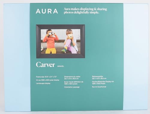 Aura Carver 10.1" WiFi Digital Picture Frame | Wirecutter's Best Digital Frame for Gifting | Send Photos from Your Phone | Quick, Easy Setup in Aura App | Free Unlimited Storage | (Gravel)