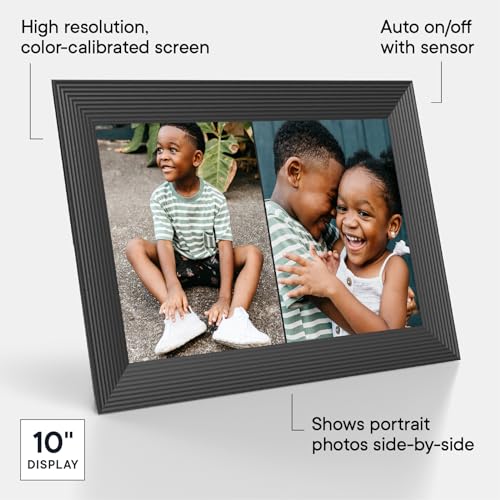 Aura Carver 10.1" WiFi Digital Picture Frame | Wirecutter's Best Digital Frame for Gifting | Send Photos from Your Phone | Quick, Easy Setup in Aura App | Free Unlimited Storage | (Gravel)