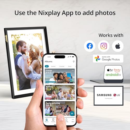 Nixplay AI-Enhanced Digital Picture Frame | Stunning HD Touch Screen Display | Perfect Digital Picture Frame for Gifting | Auto-Rotation Feature, Securely Share Photos/Videos via Email or App | 10.1"