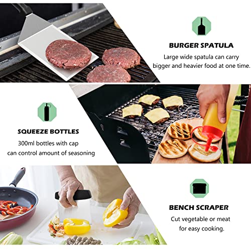 HaSteeL Griddle Accessories Kit of 18, Teppanyaki Tools for Flat Top Cooking Grilling Camping, Stainless Steel Melting Dome, Metal spatulas, Bacon Press for Outdoor BBQ, Heavy Duty & Dishwasher Safe