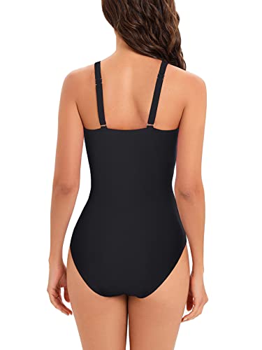 American Trends Swimsuit Women One Piece Tummy Control Bathing Suit for Women Modest V Neck Swimwear