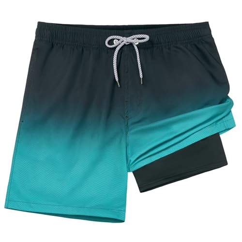 zeetoo Mens Swim Trunks with Compression Liner 5.5" Inseam Swim Shorts Quick Dry Shorts