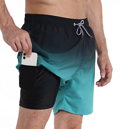 zeetoo Mens Swim Trunks with Compression Liner 5.5" Inseam Swim Shorts Quick Dry Shorts