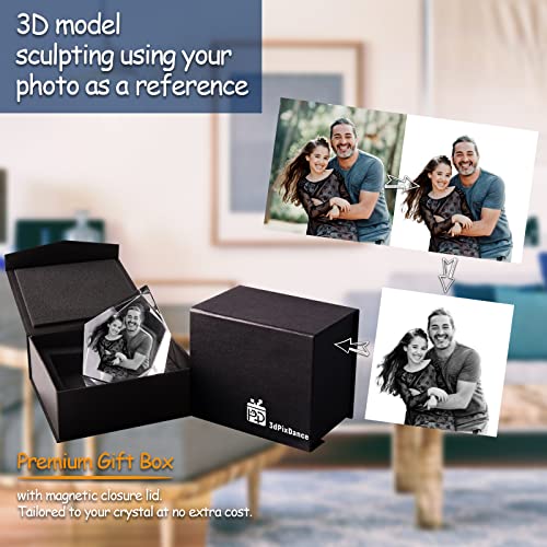 PD 3DPIXDANCE 3D Crystal Photo, Customized Gifts for Wife, Women, Him, Her, Dad and Mom. Custom Picture Gifts for Birthday, Wedding, Anniversary, Memorial, Picture Gift for Pet Lovers.